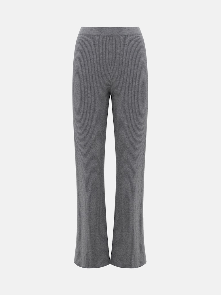 Flared rib-knit trousers