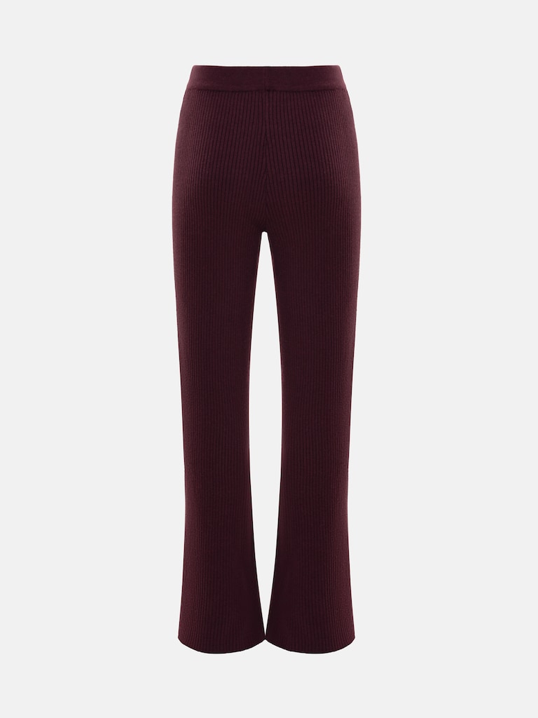 Flared rib-knit trousers