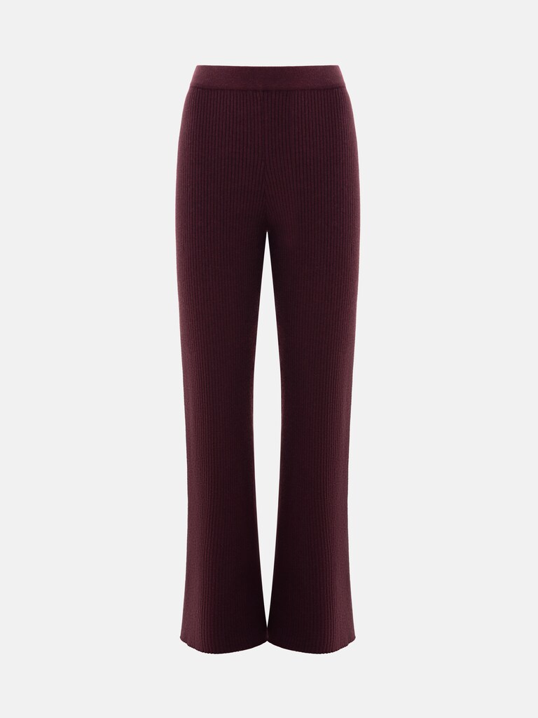 Flared rib-knit trousers