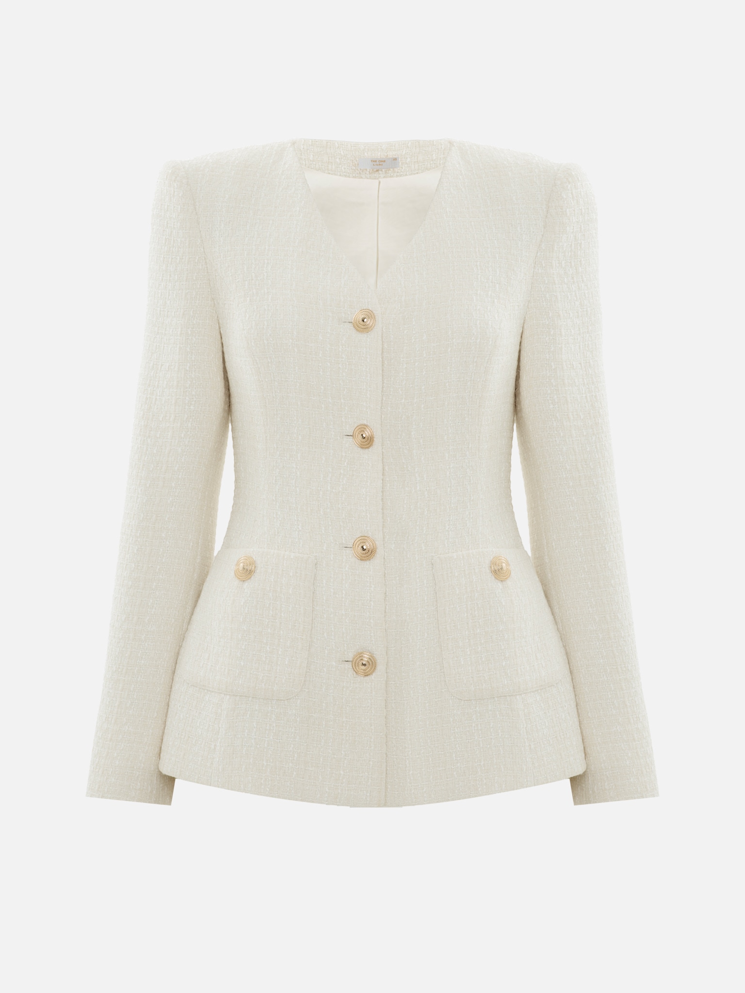 Fitted tweed jacket with golden fittings :: LICHI - Online