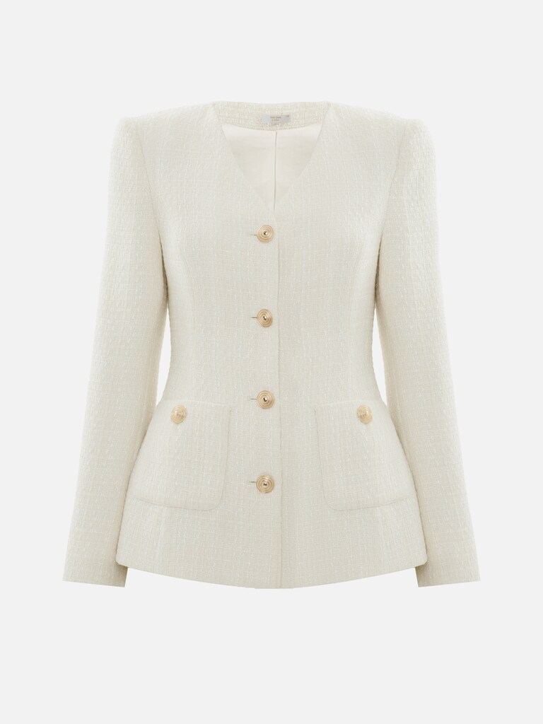 Fitted tweed jacket with golden fittings