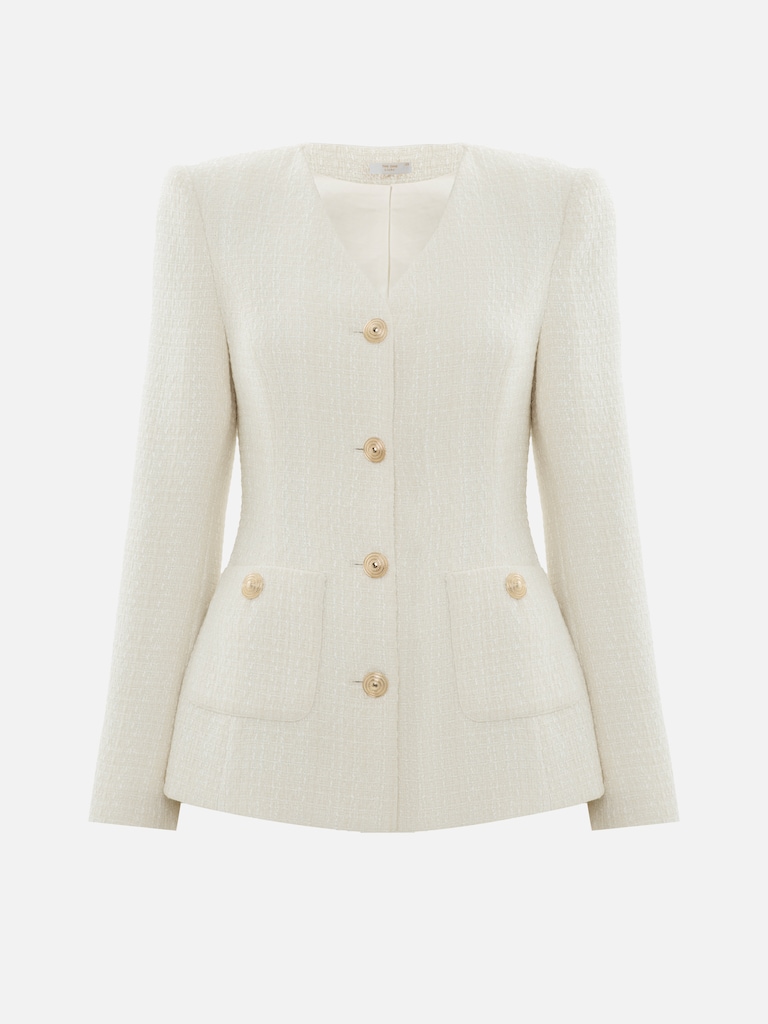 Fitted tweed jacket with golden fittings