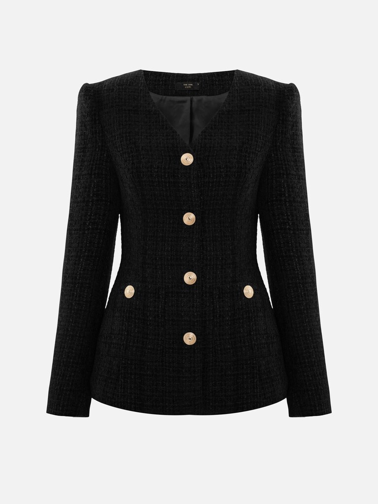 Fitted tweed jacket with golden fittings