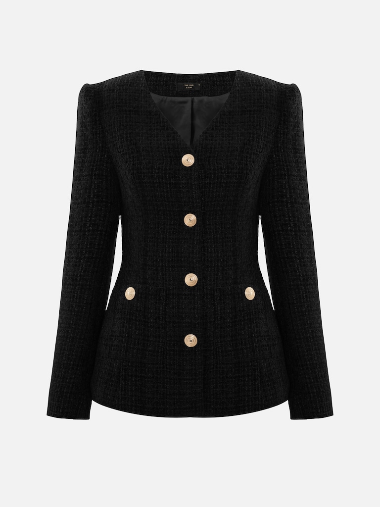 Fitted tweed jacket with golden fittings