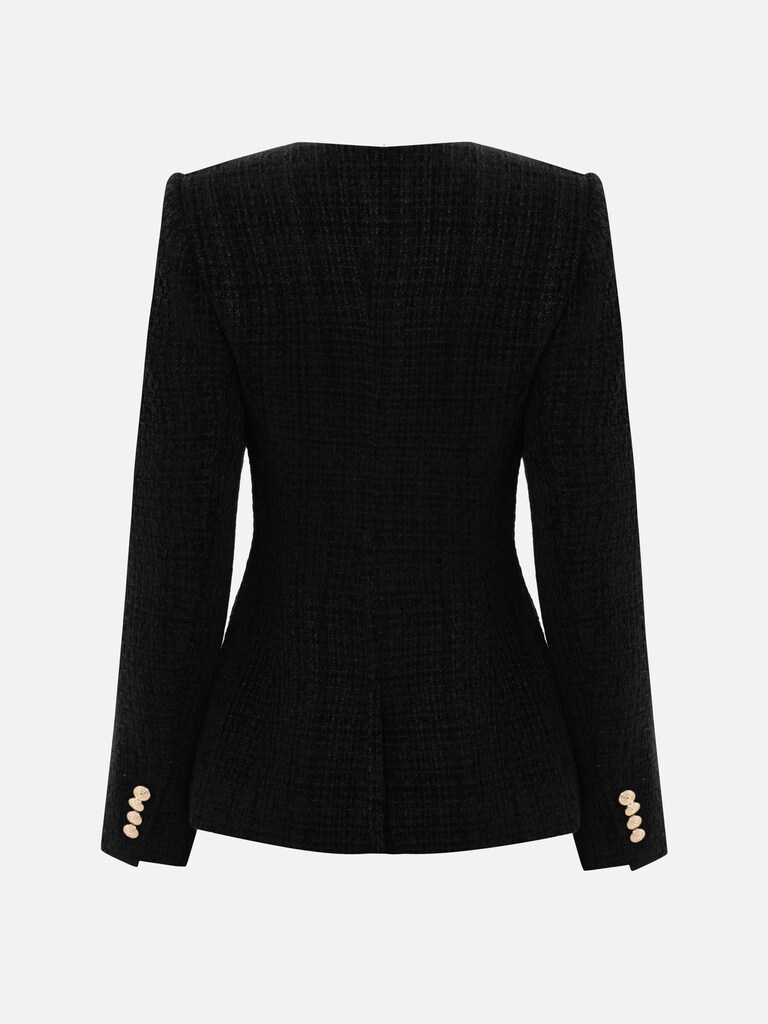 Fitted tweed jacket with golden fittings