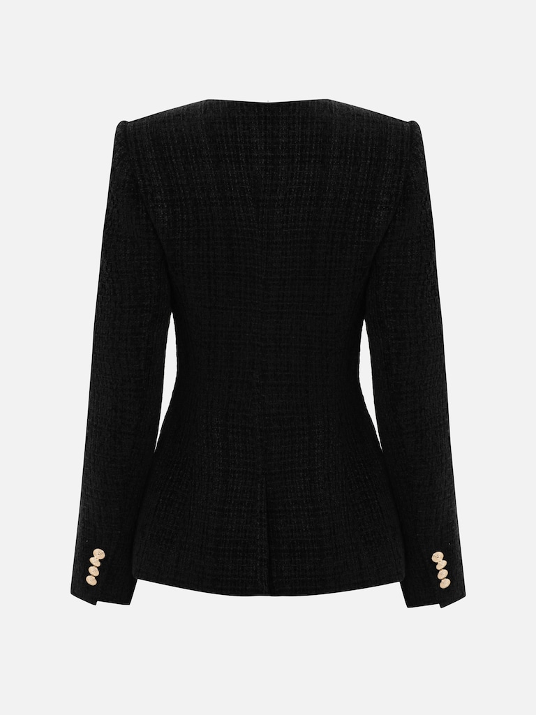 Fitted tweed jacket with golden fittings