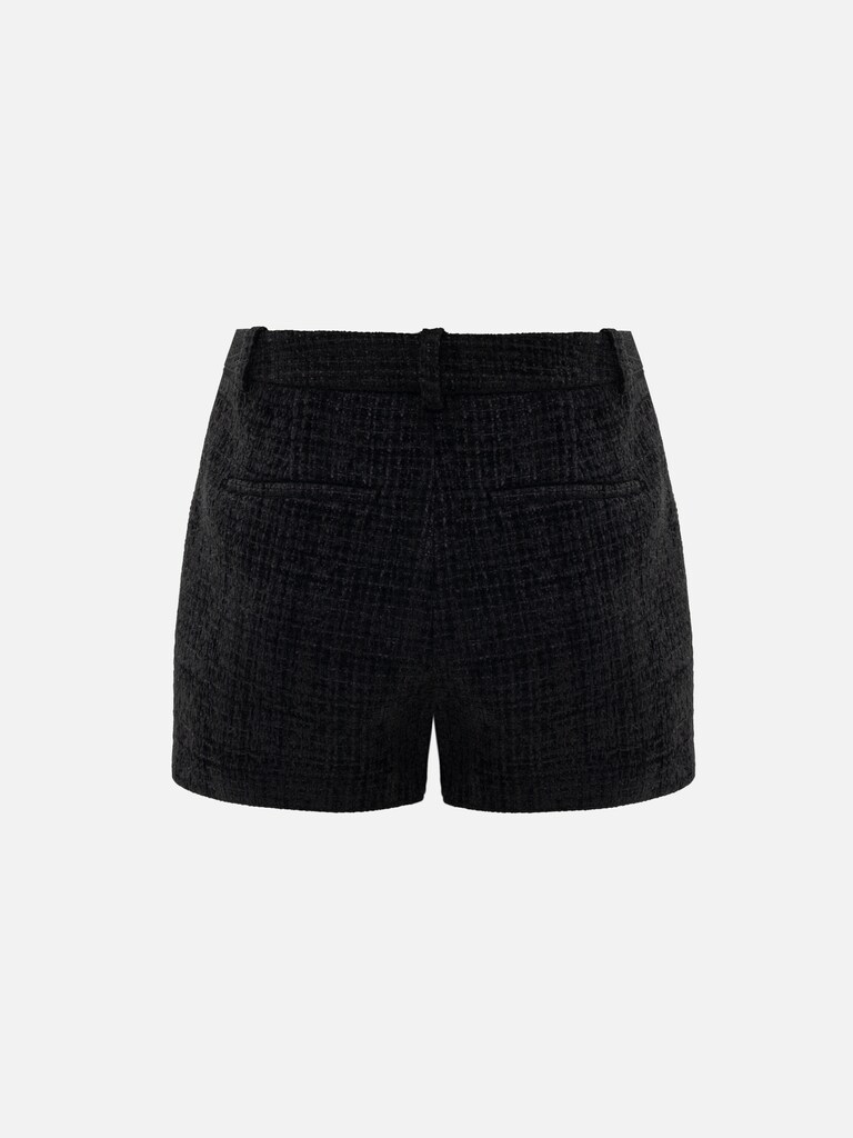 Tweed mini shorts with golden fittings