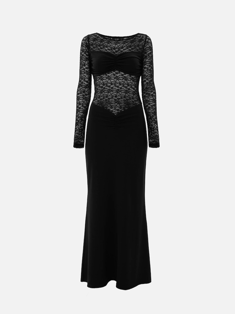 Платье макси с кружевным лифом