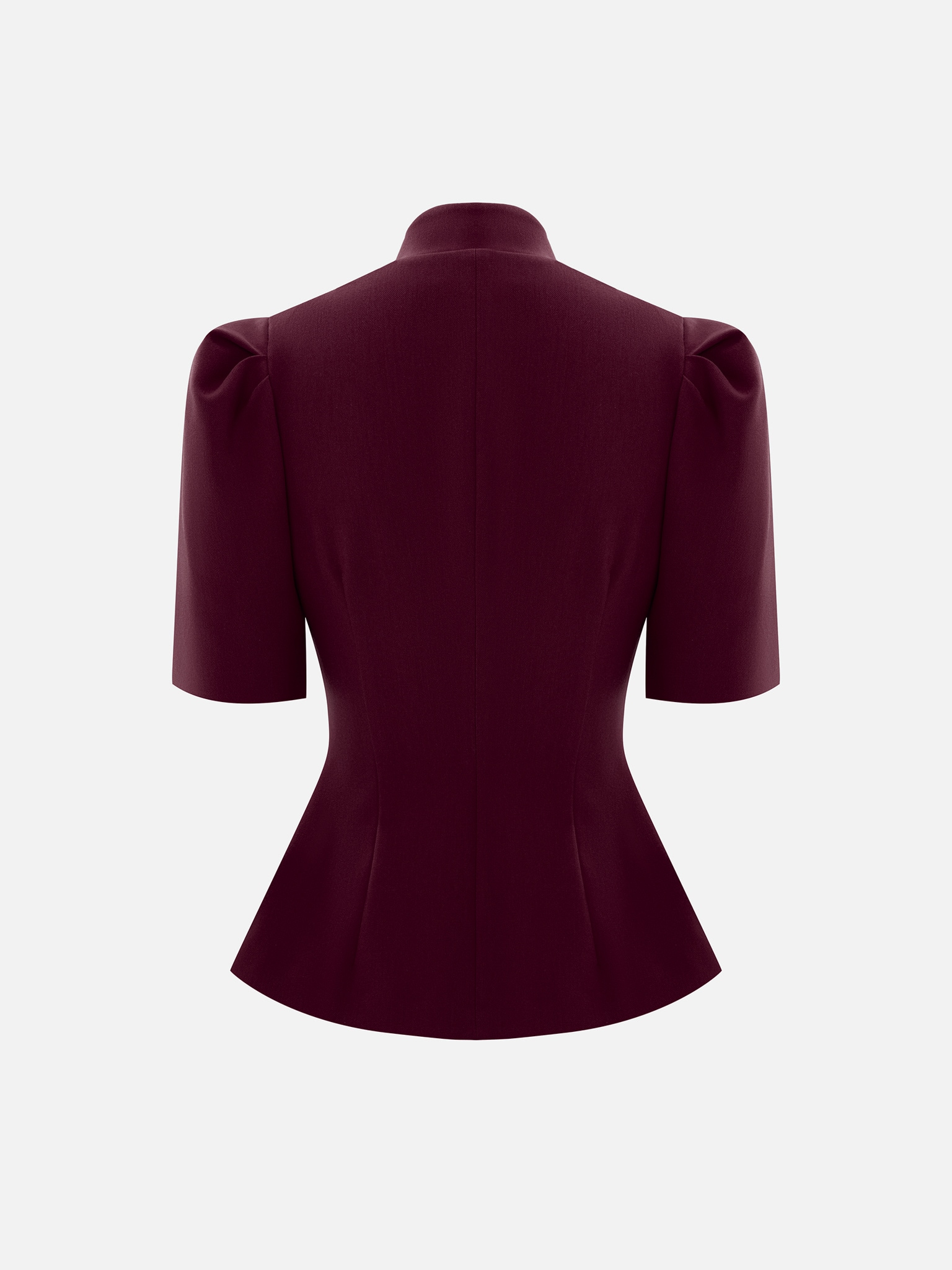 Однобортный жакет с воротником-стойкой и короткими рукавами