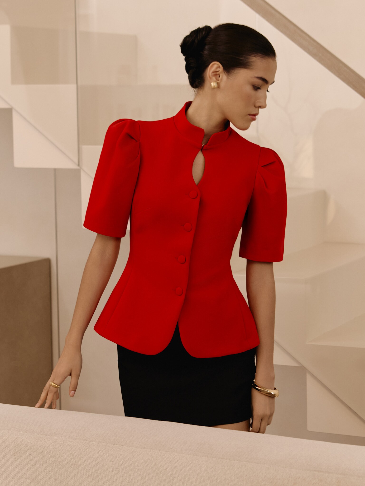 Stylish Standing Collar Single Button Jacket Buy Arrow Mandarin