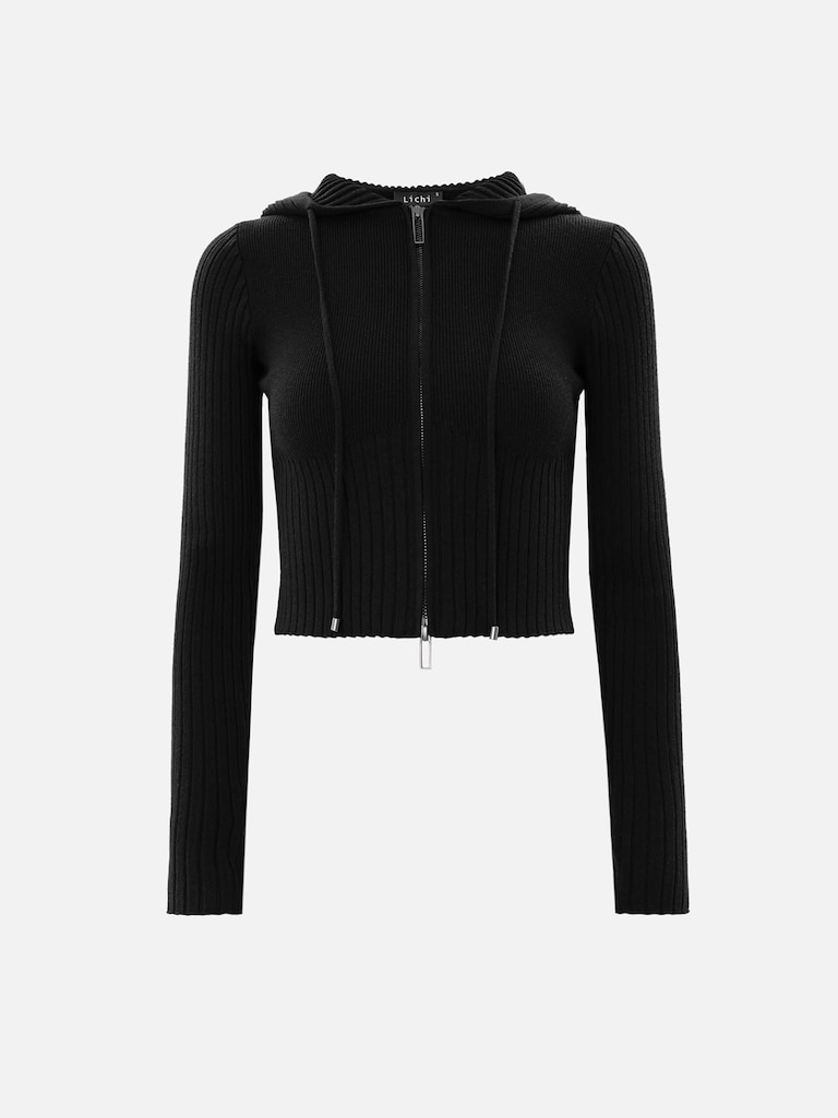 Kurze Strickjacke mit Reißverschluss