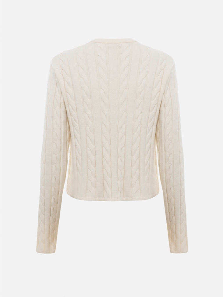 Textured knitted cardigan with golden buttons