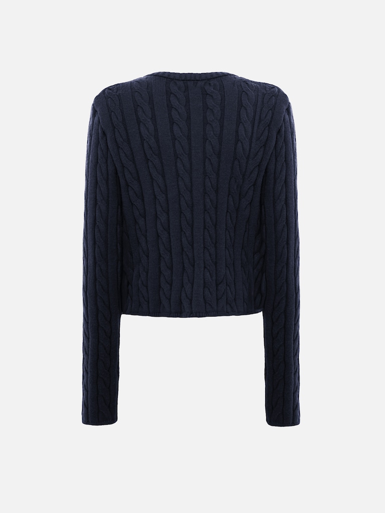 Textured knitted cardigan with golden buttons