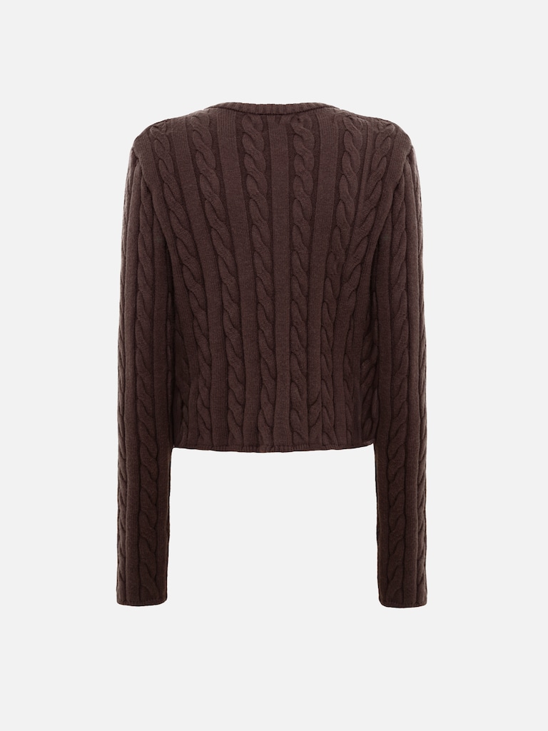 Texturierte Strickjacke mit goldfarbenen Knöpfen