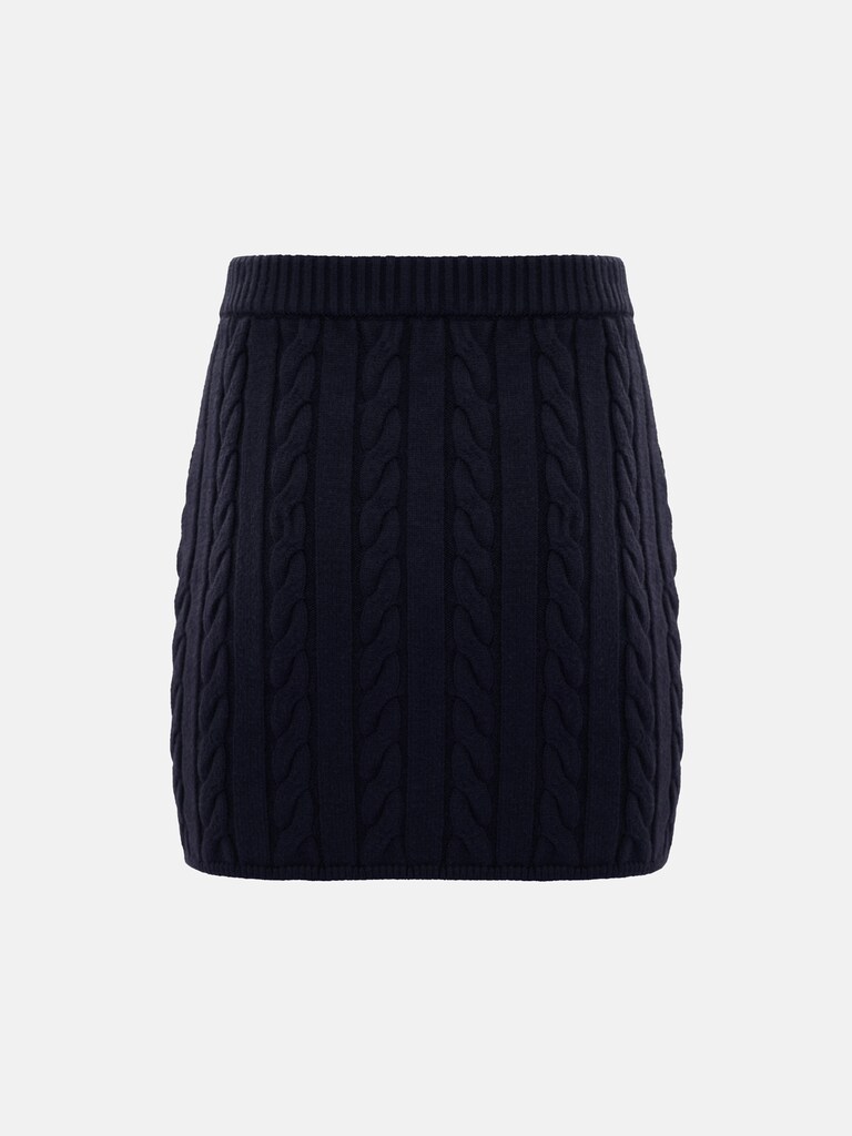 Straight textured knitted mini skirt