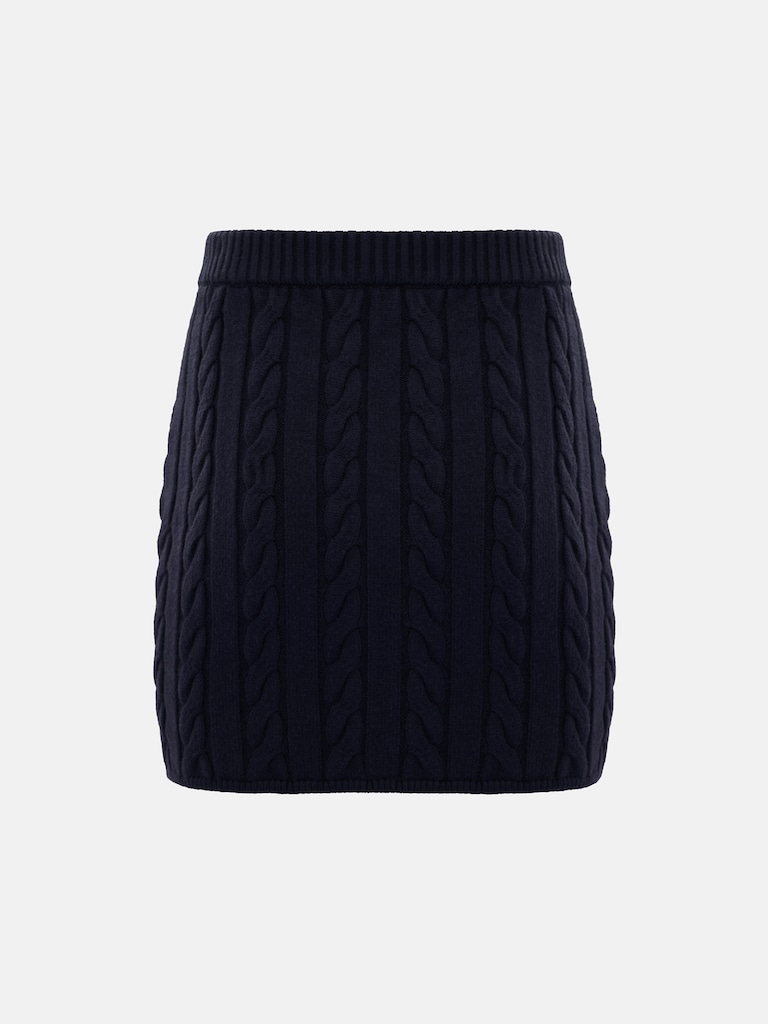 Straight textured knitted mini skirt