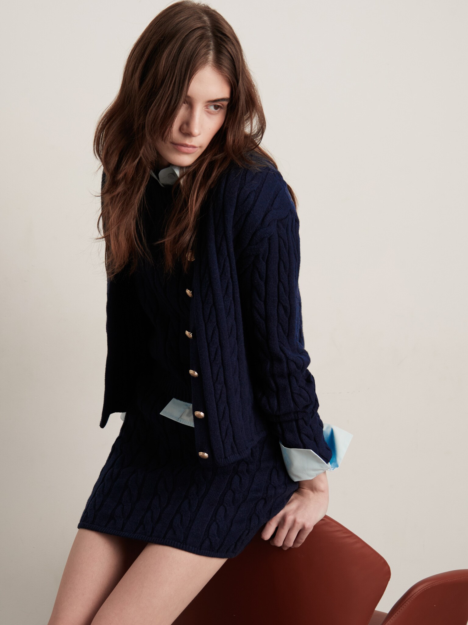 Jupe Chic En Tricot Nice Connection Avec Cachemire - Taille 38/40 - Grise - Occasion Très Bon état