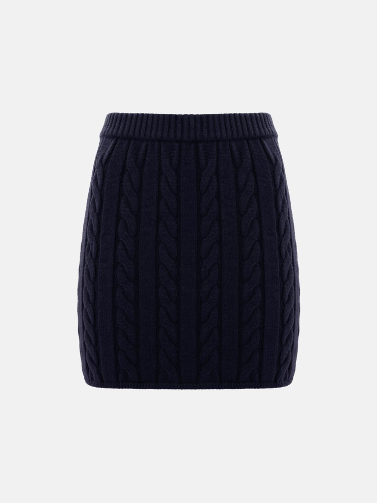 Straight textured knitted mini skirt