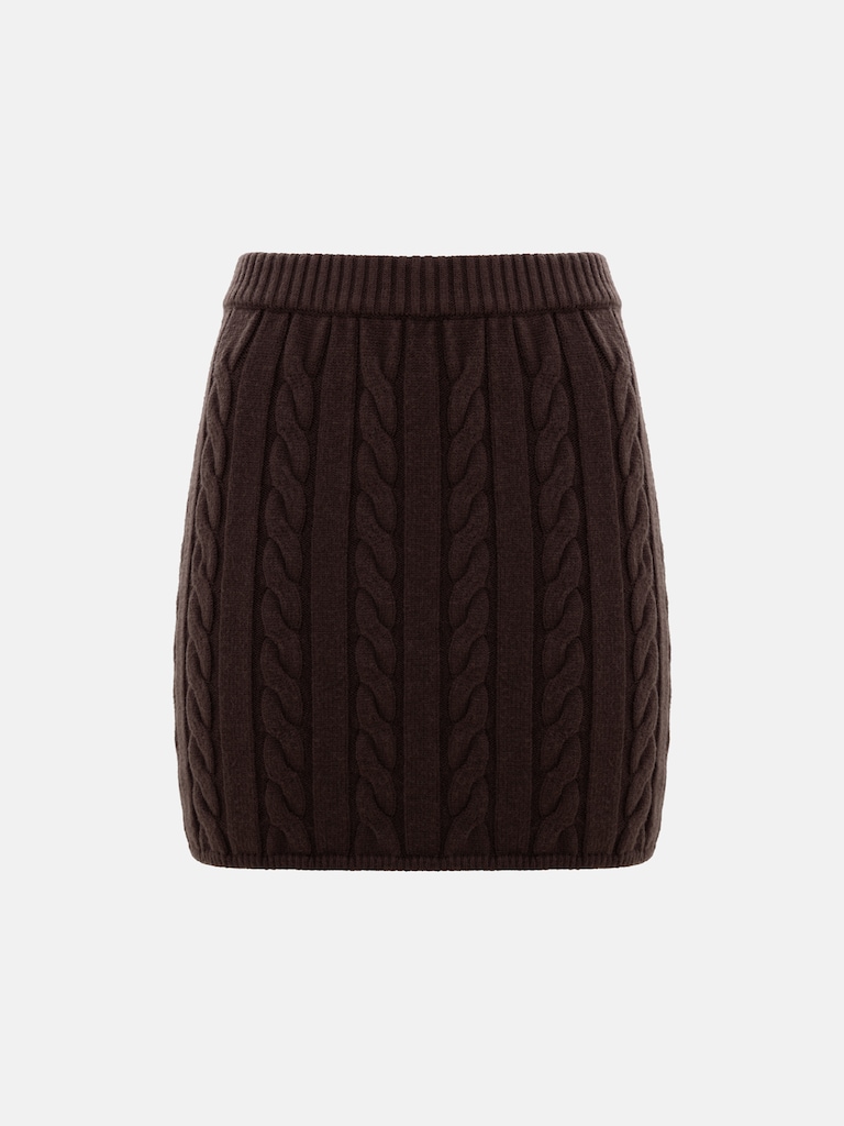Straight textured knitted mini skirt