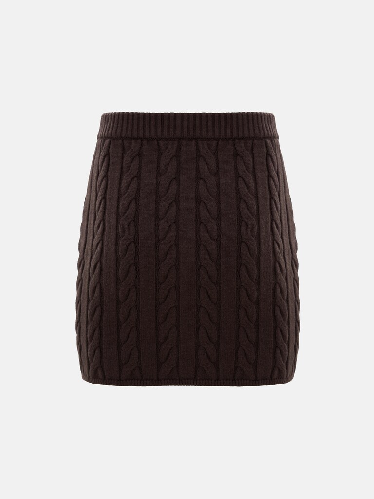 Straight textured knitted mini skirt