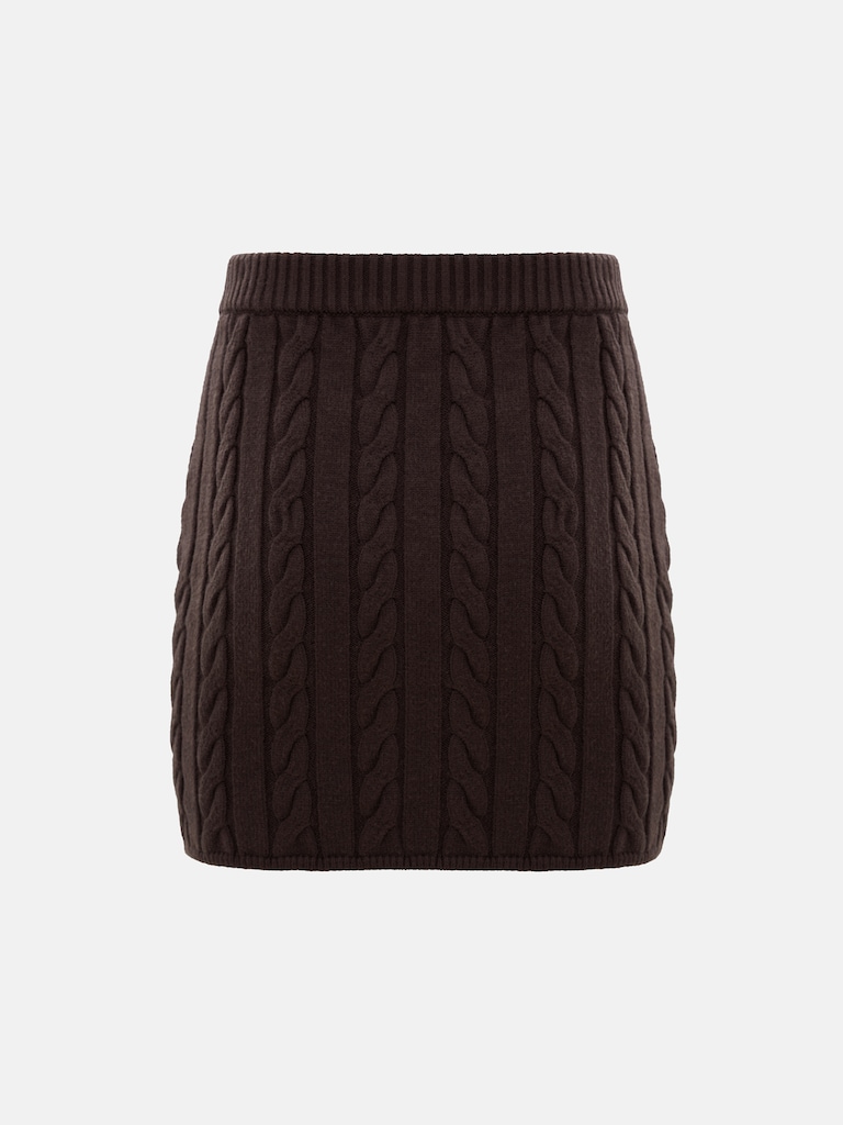 Straight textured knitted mini skirt