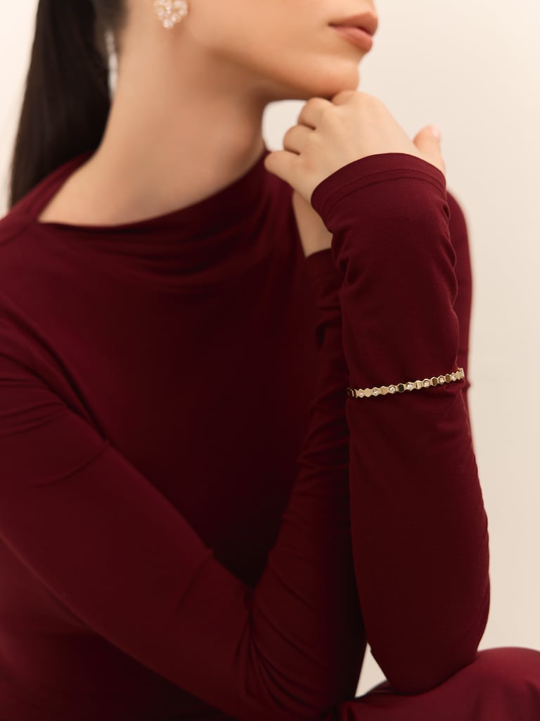 Schmales Armband aus Metall mit Kristallen