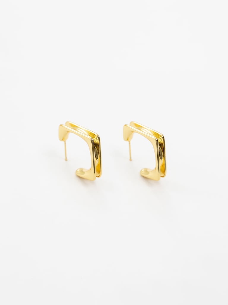 Square-shaped half-hoop earrings