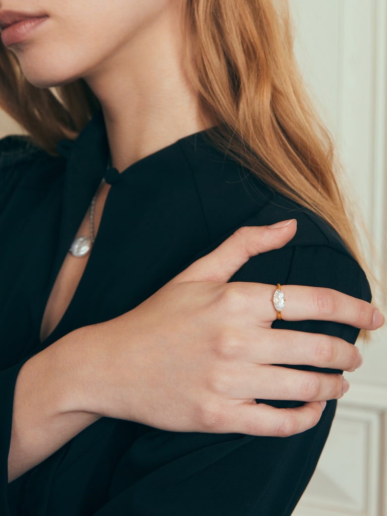 Ring with a large crystal