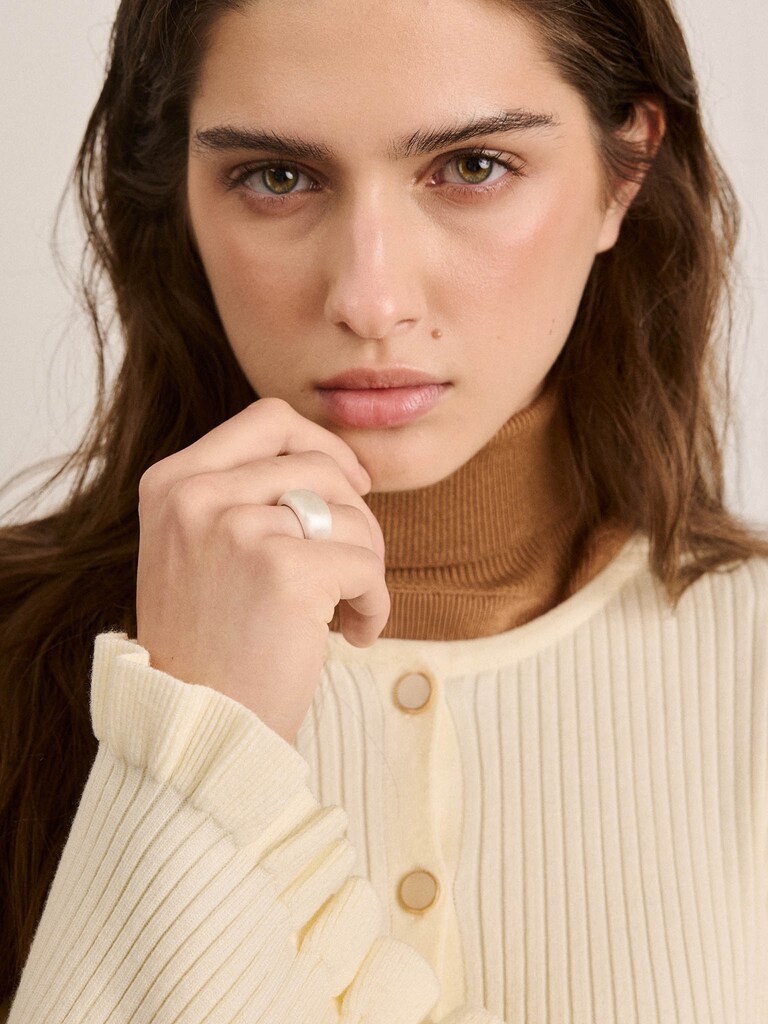 Matte silvertone metal ring