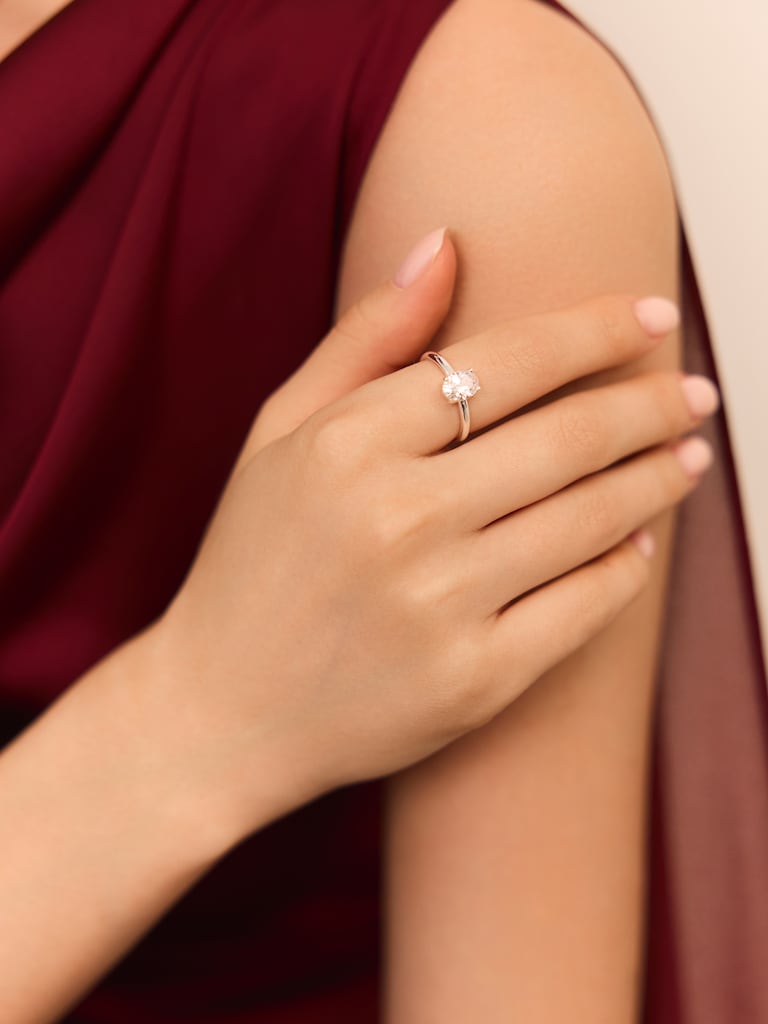 Тонкое кольцо с овальным камнем