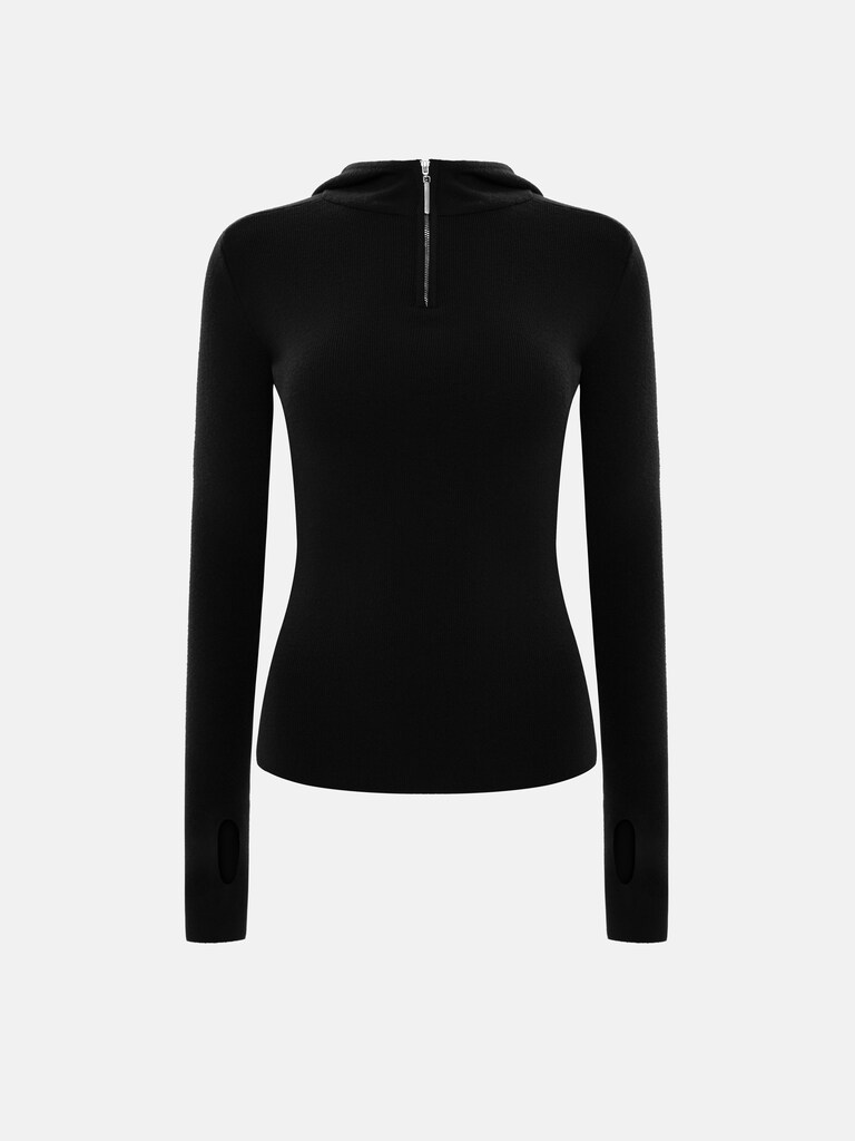 Прилегающее худи с молнией на воротнике