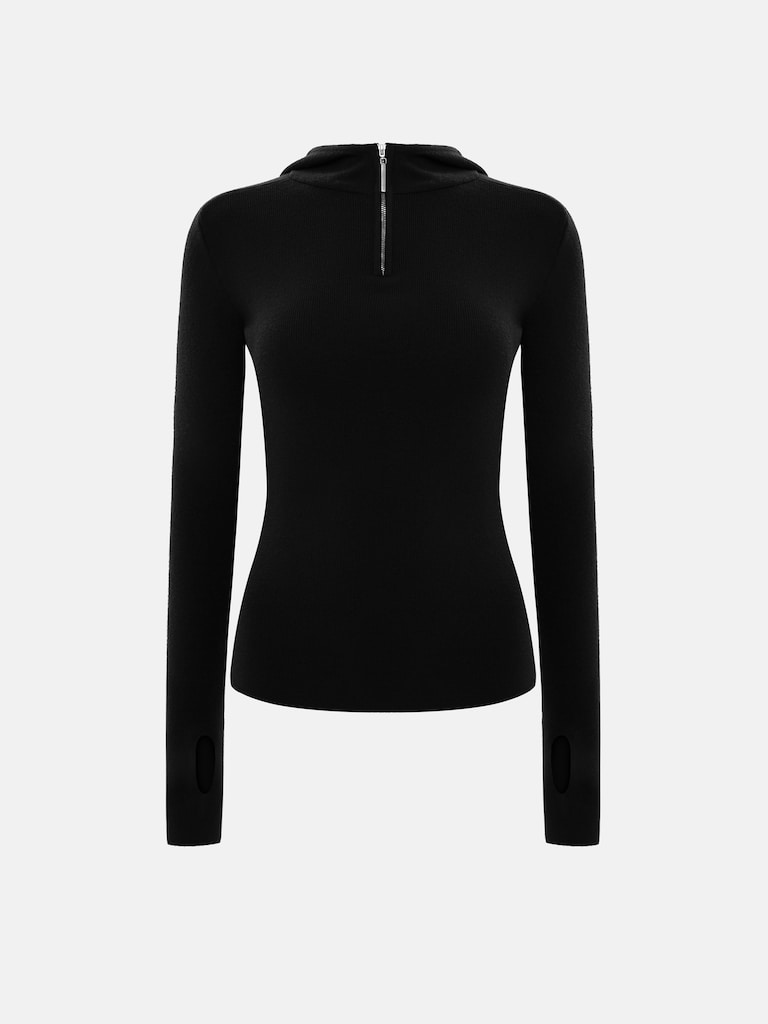 Прилегающее худи с молнией на воротнике