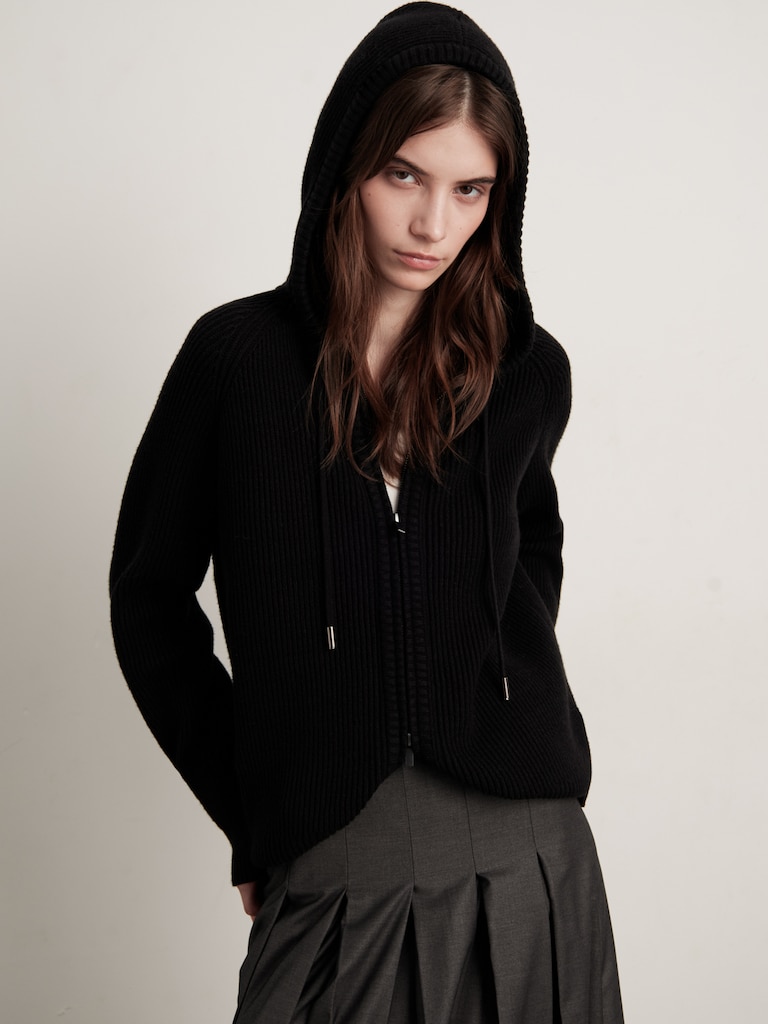 Knitted zip-up hoodie