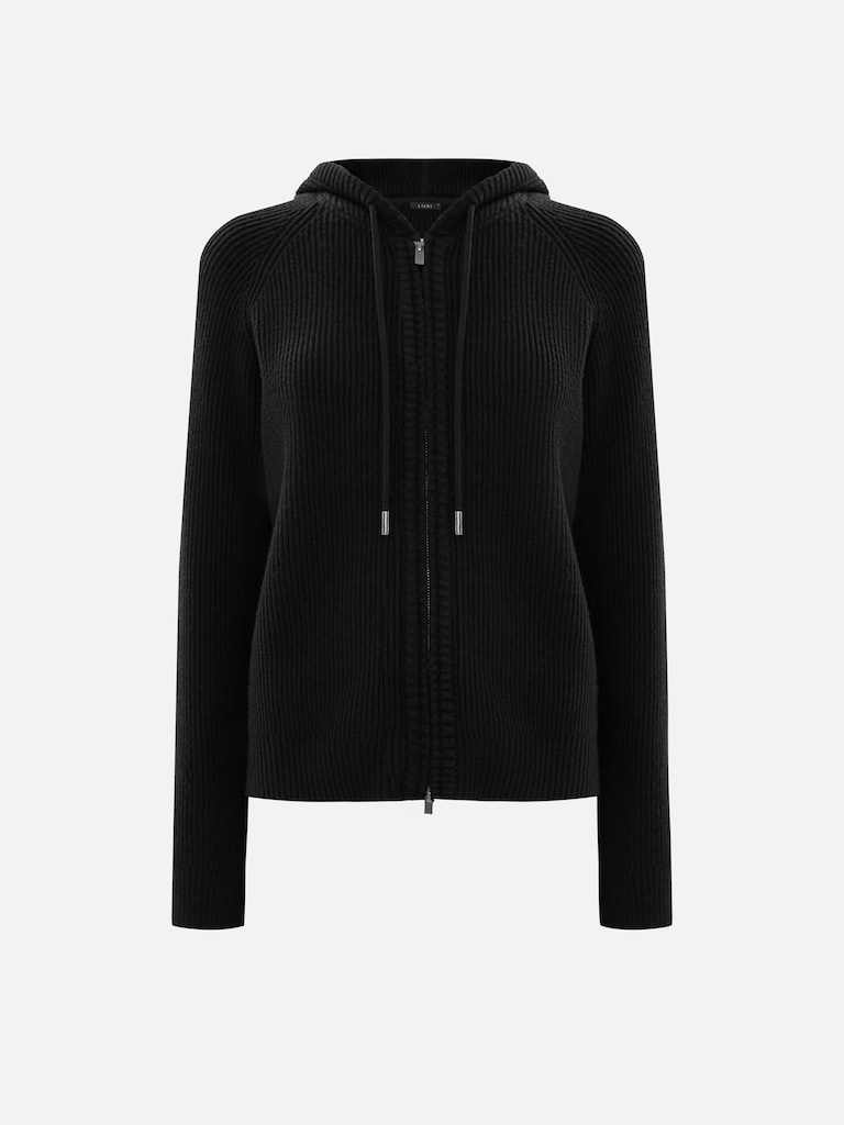 Вязаная толстовка на молнии с капюшоном