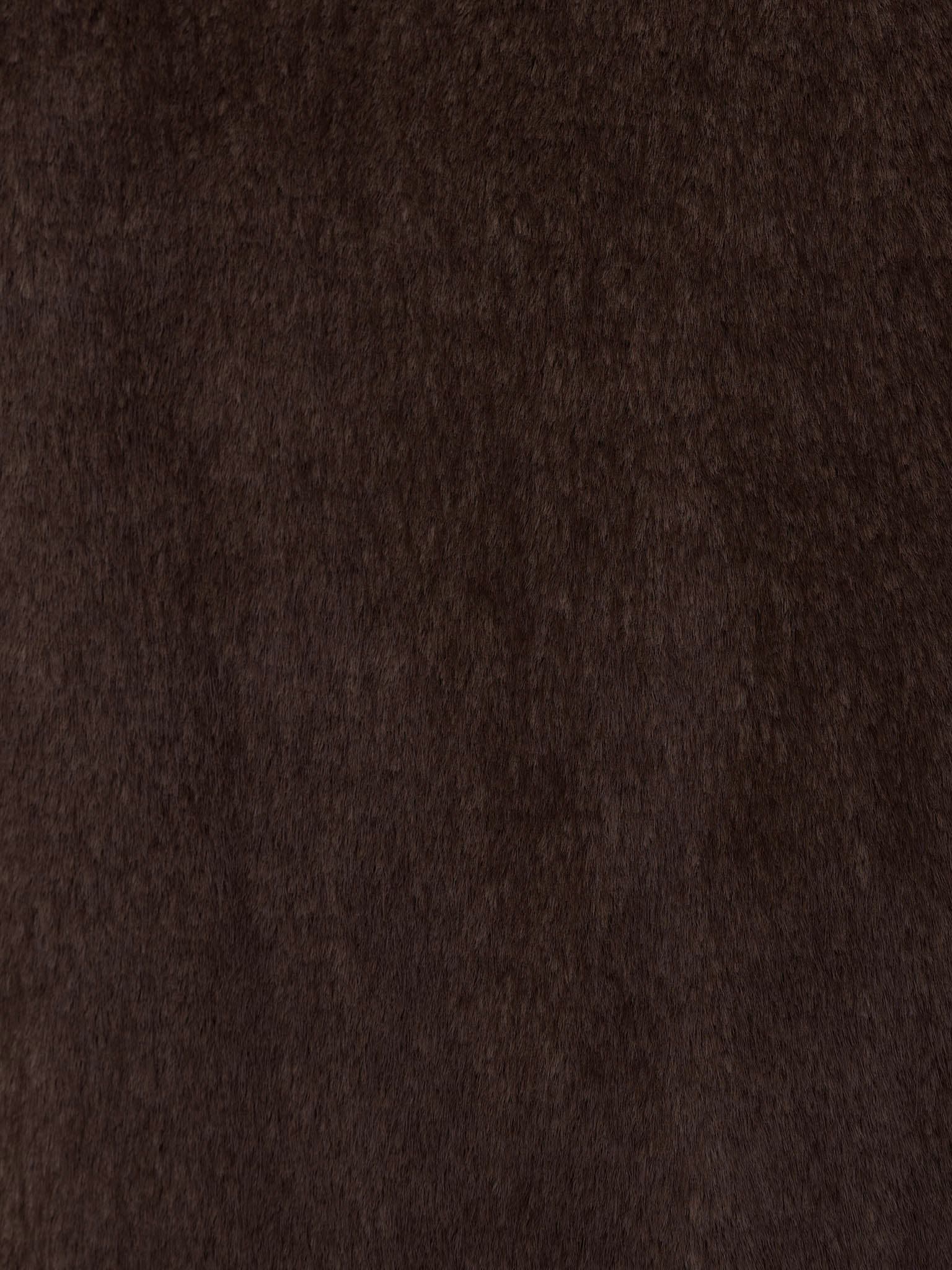 Short straight eco-fur coat with triangular collar