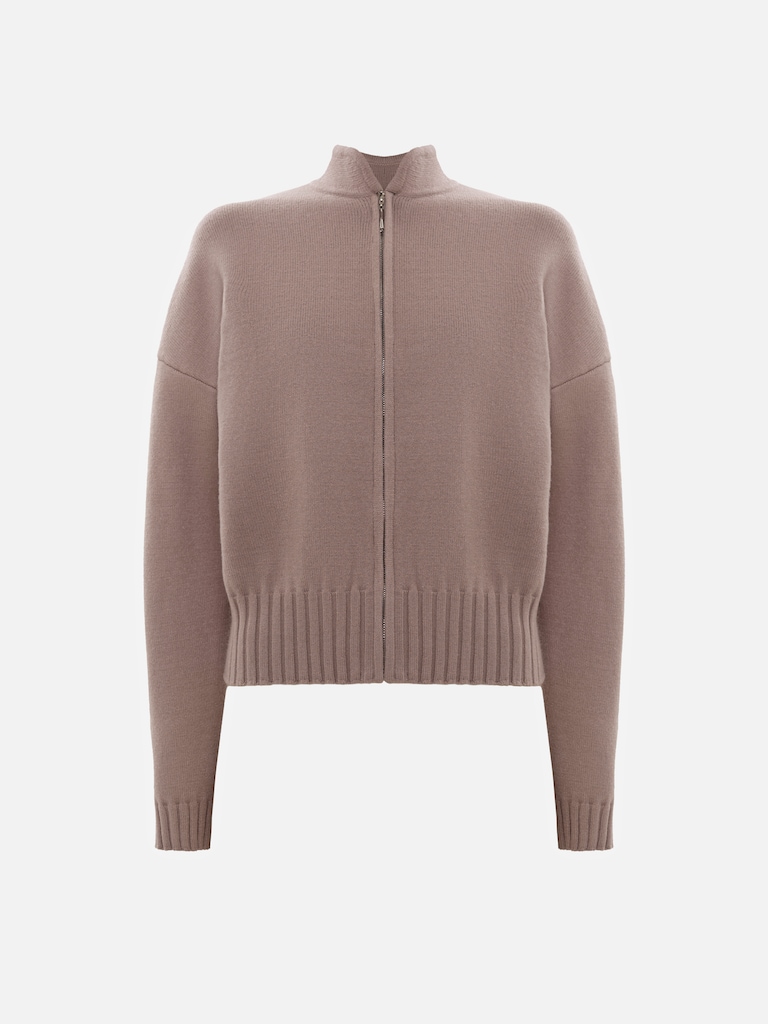 Кардиган гладкой вязки на молнии