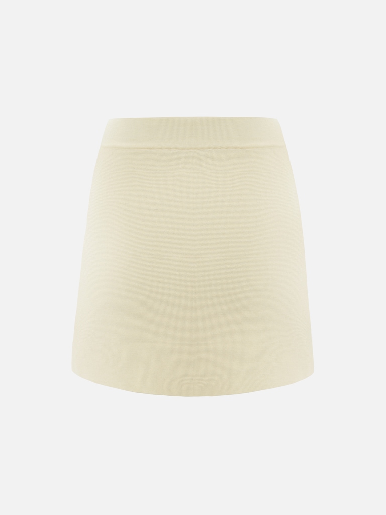 Straight mini skirt with a decorative seam
