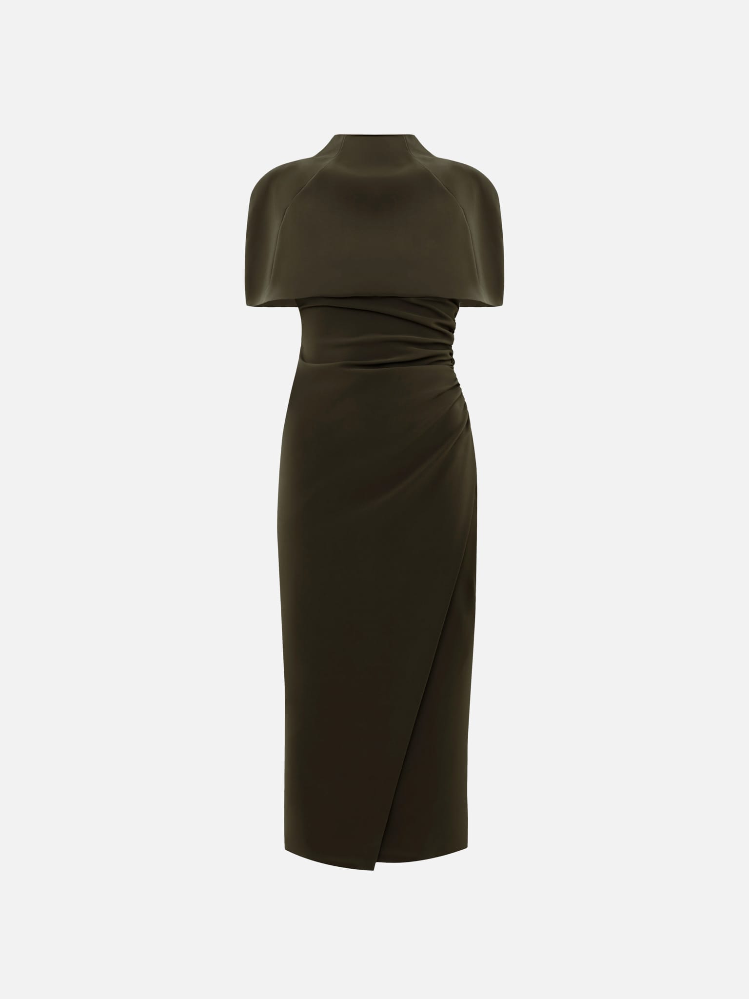 Приталенное платье миди с кейпом