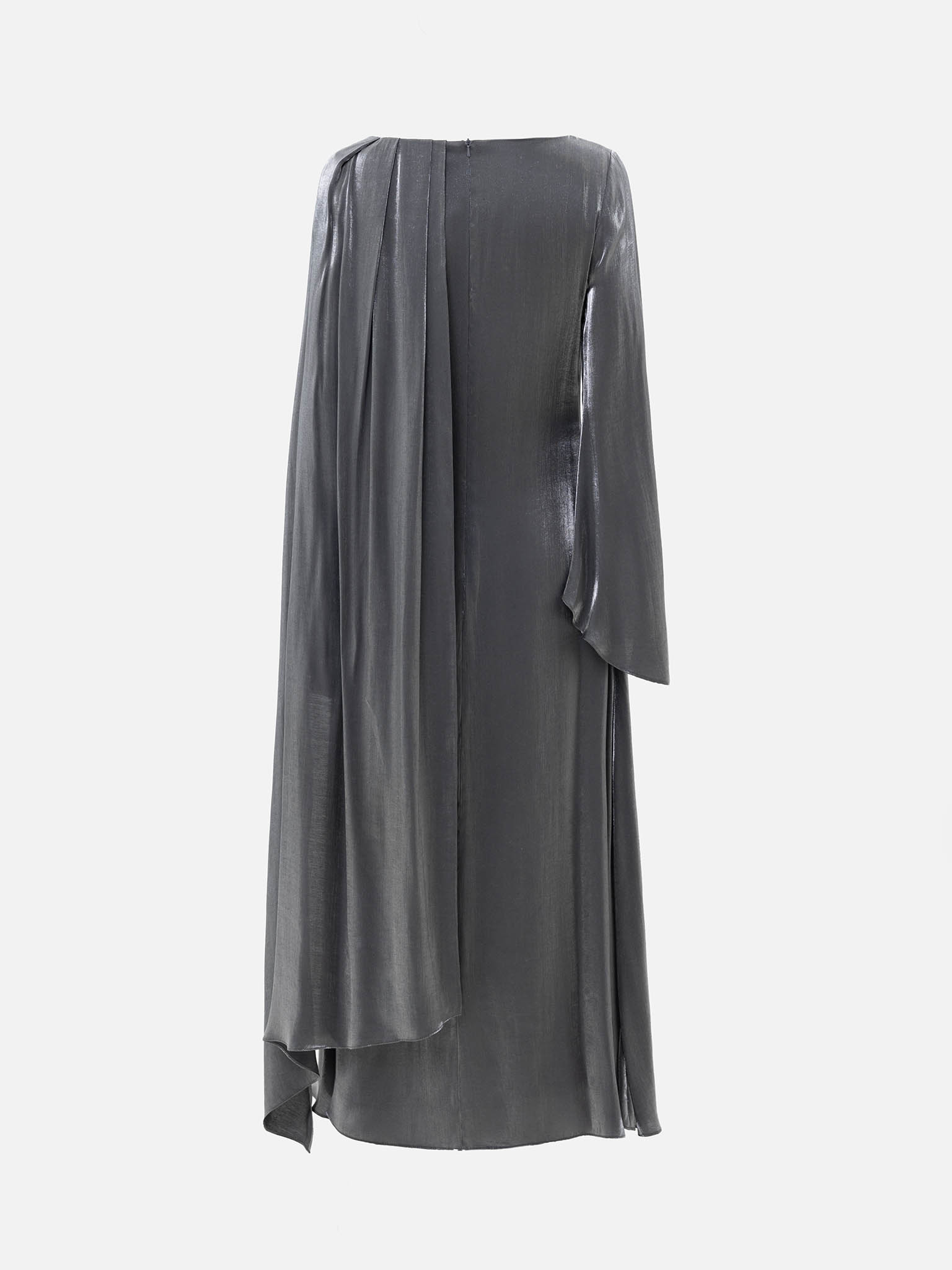 Textured maxi dress with one shoulder cape