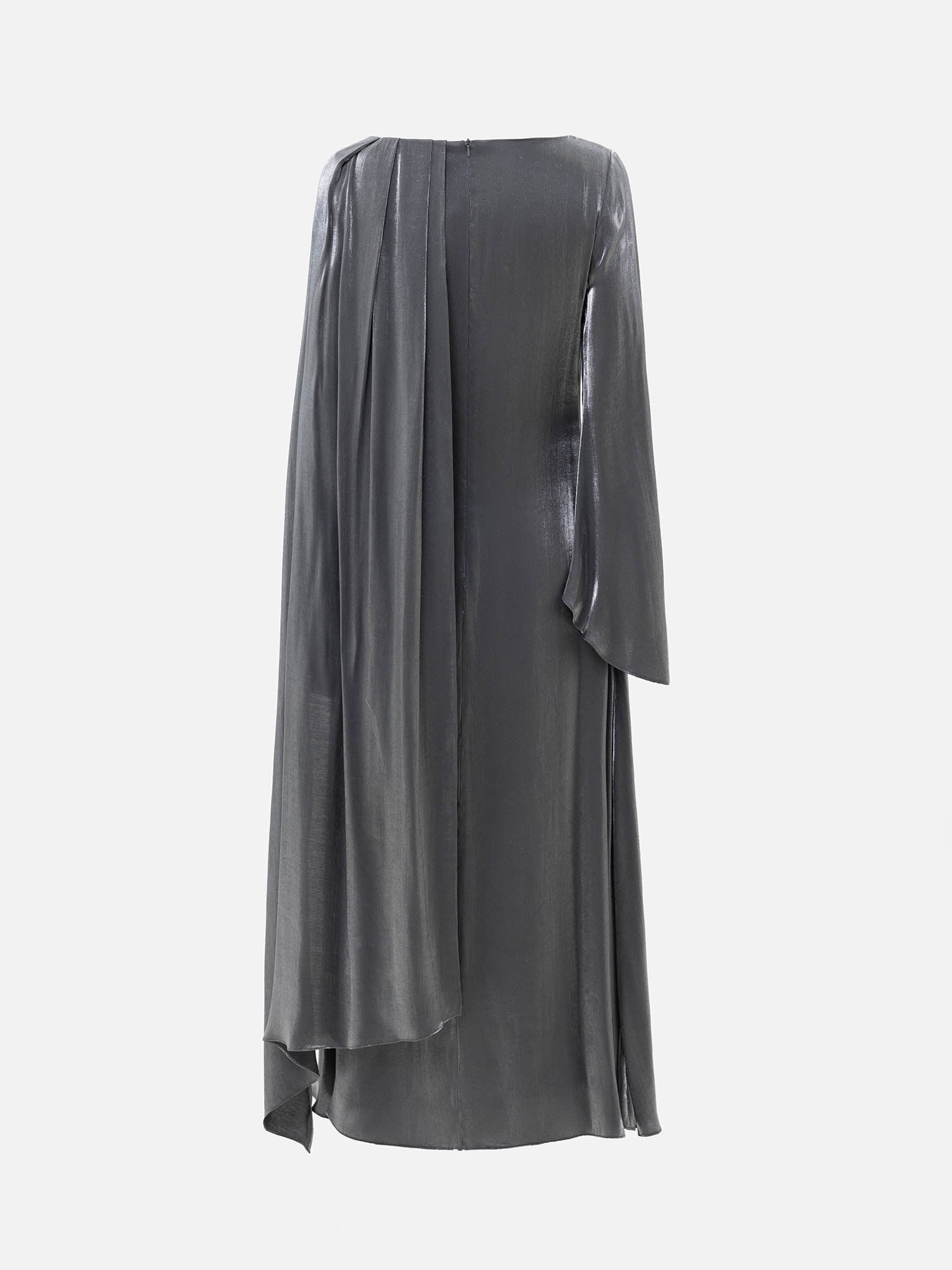 Textured maxi dress with one shoulder cape