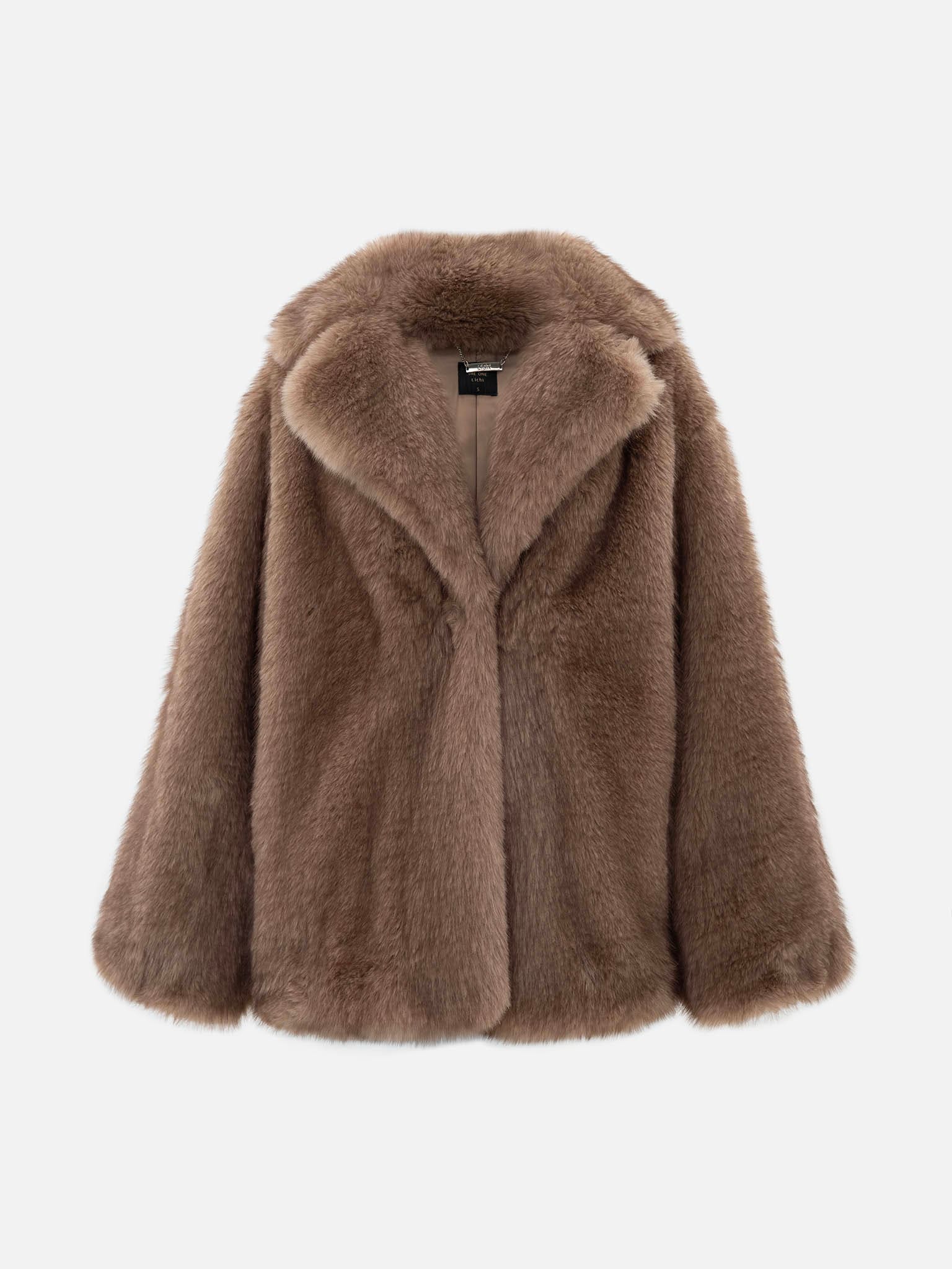 Voluminous mini eco-coat with wide collar