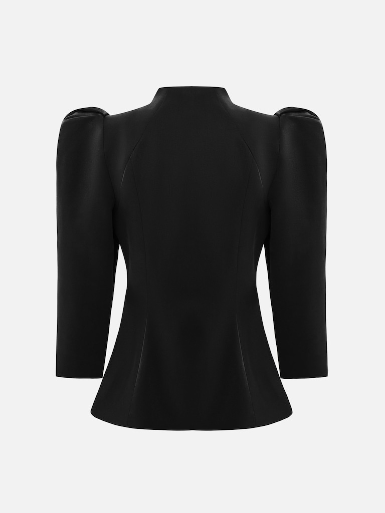 Veste ajustée à manches volumineuses en tissu lisse