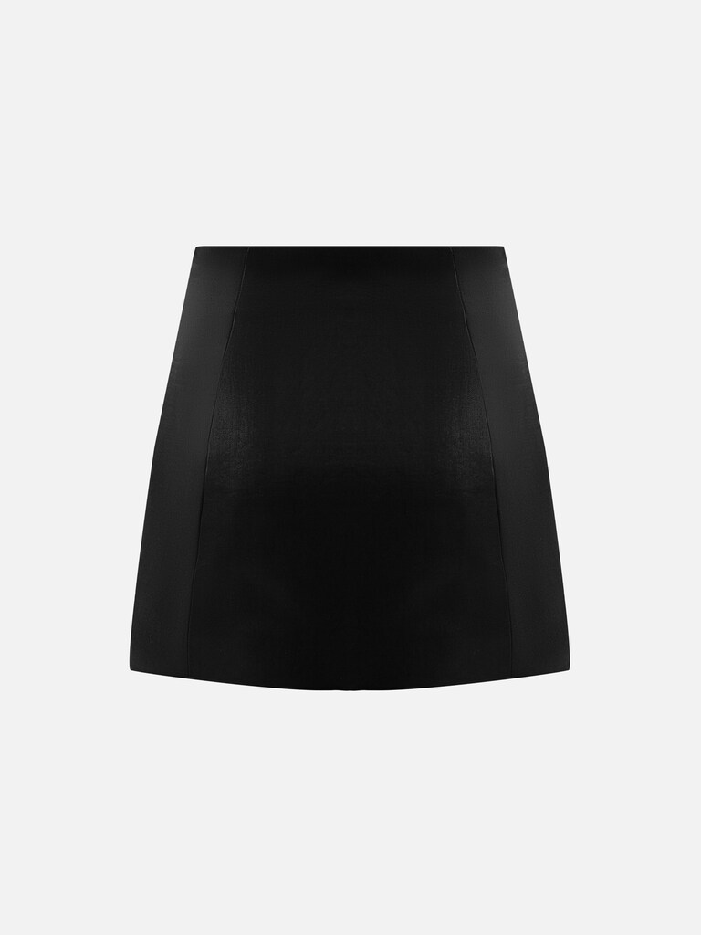 Straight mini skirt in smooth fabric