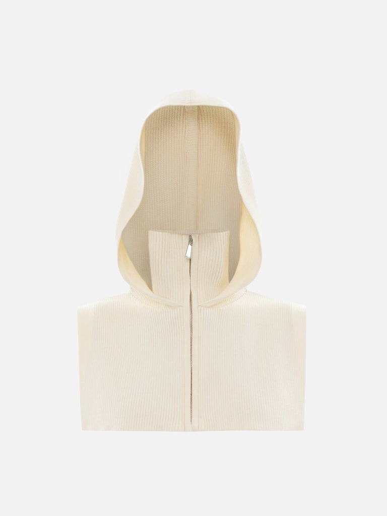 Шерстяной капор с высоким воротником на молнии