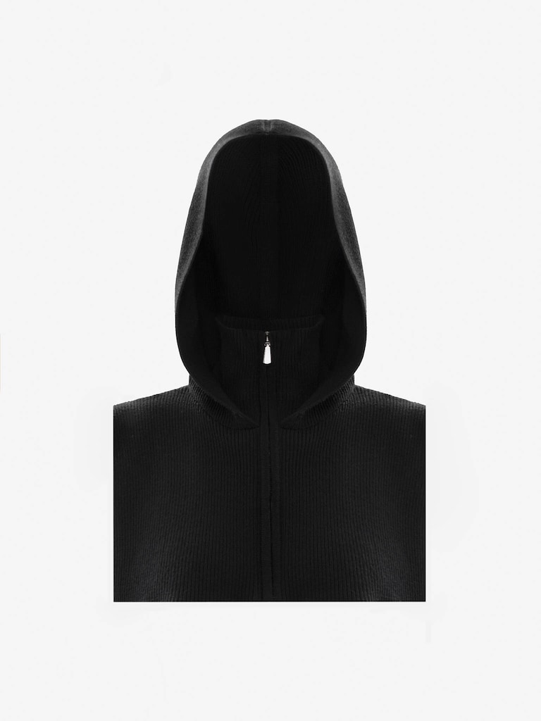 Wełniany kaptur kominiarka z wysokim kołnierzem na zamek błyskawiczny