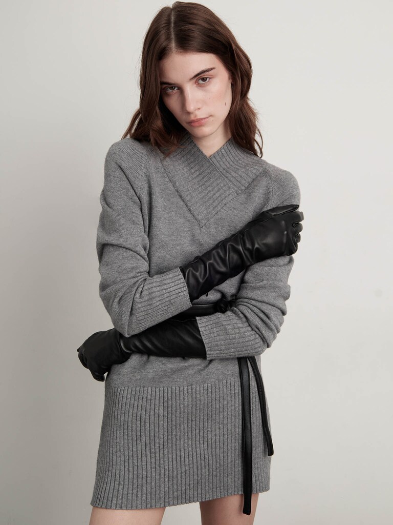 Mini dress in knitted jersey with ribbed details