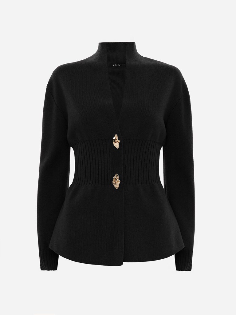 Fitted cardigan with golden fittings