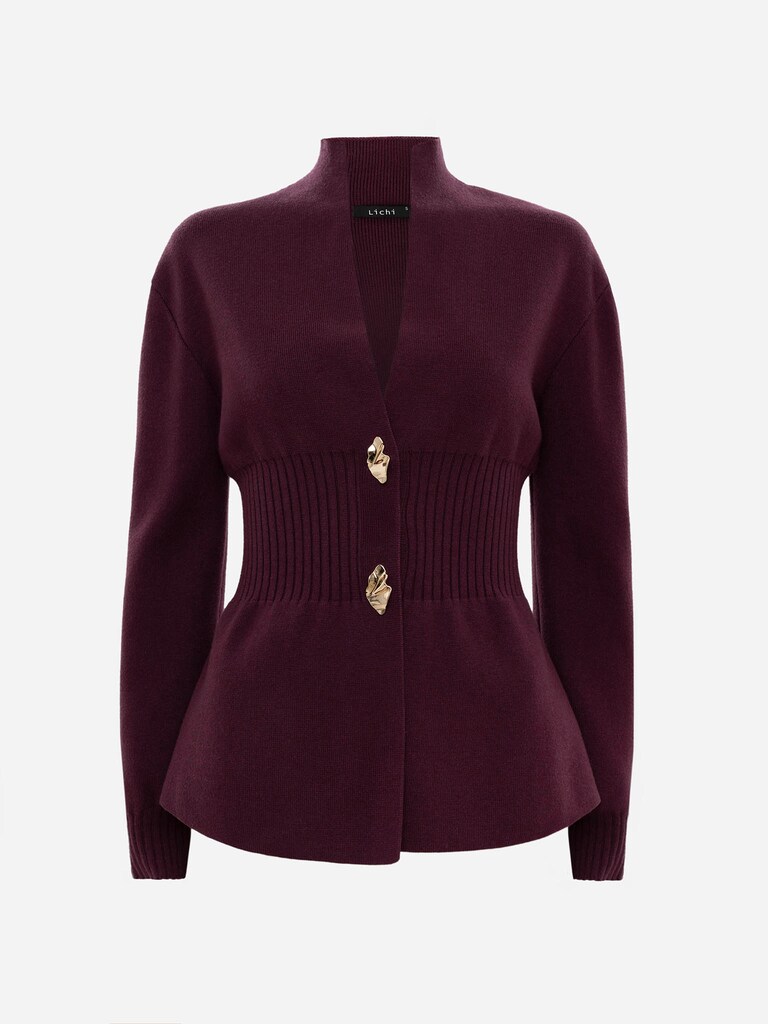 Fitted cardigan with golden fittings