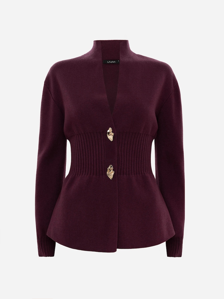 Dopasowany kardigan ze złotymi okuciami