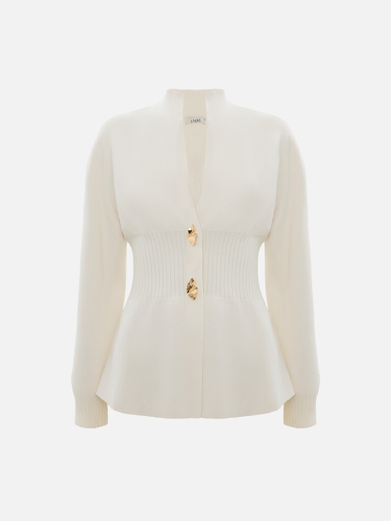 Fitted cardigan with golden fittings